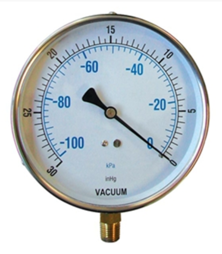 Vacuum Gauge, Bottom Mount w/ 0-30 In/KPA--Stainless